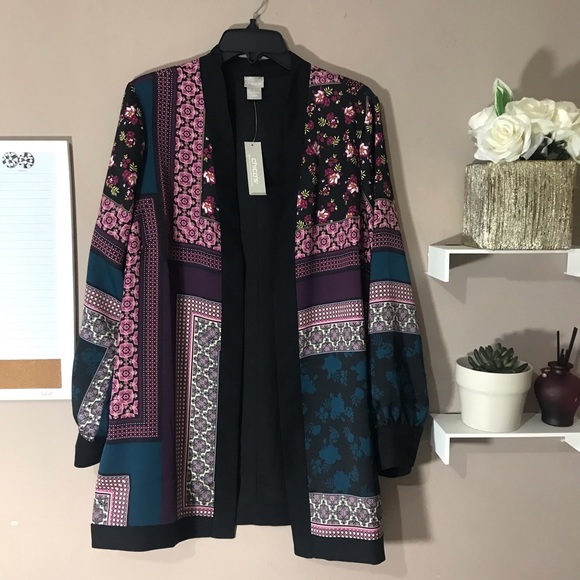 Chico's Sweaters - CHICO’S Bohemian Patchwork Jacket Cardigan Size 1